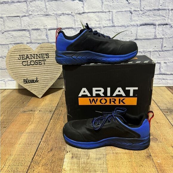 Ariat mens Outpace Day One Blue Trainers Work & Safety Shoes Sneakers - Picture 2 of 9